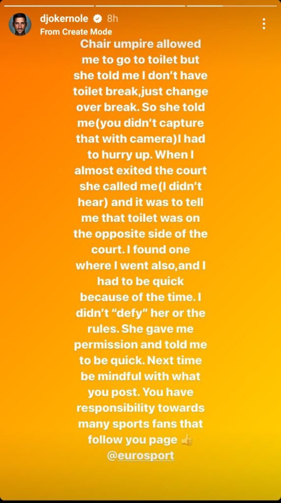 Djokovic Answered Eurosport: Next Time, Be Careful With Your Announcements | Maltasport.mt