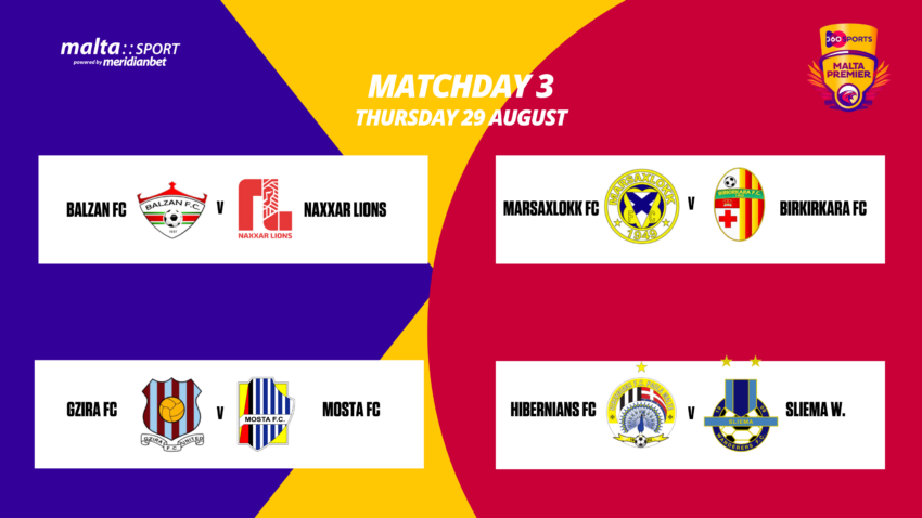 360Sports Malta Premier Match Day 3 Thursday fixtures preview
