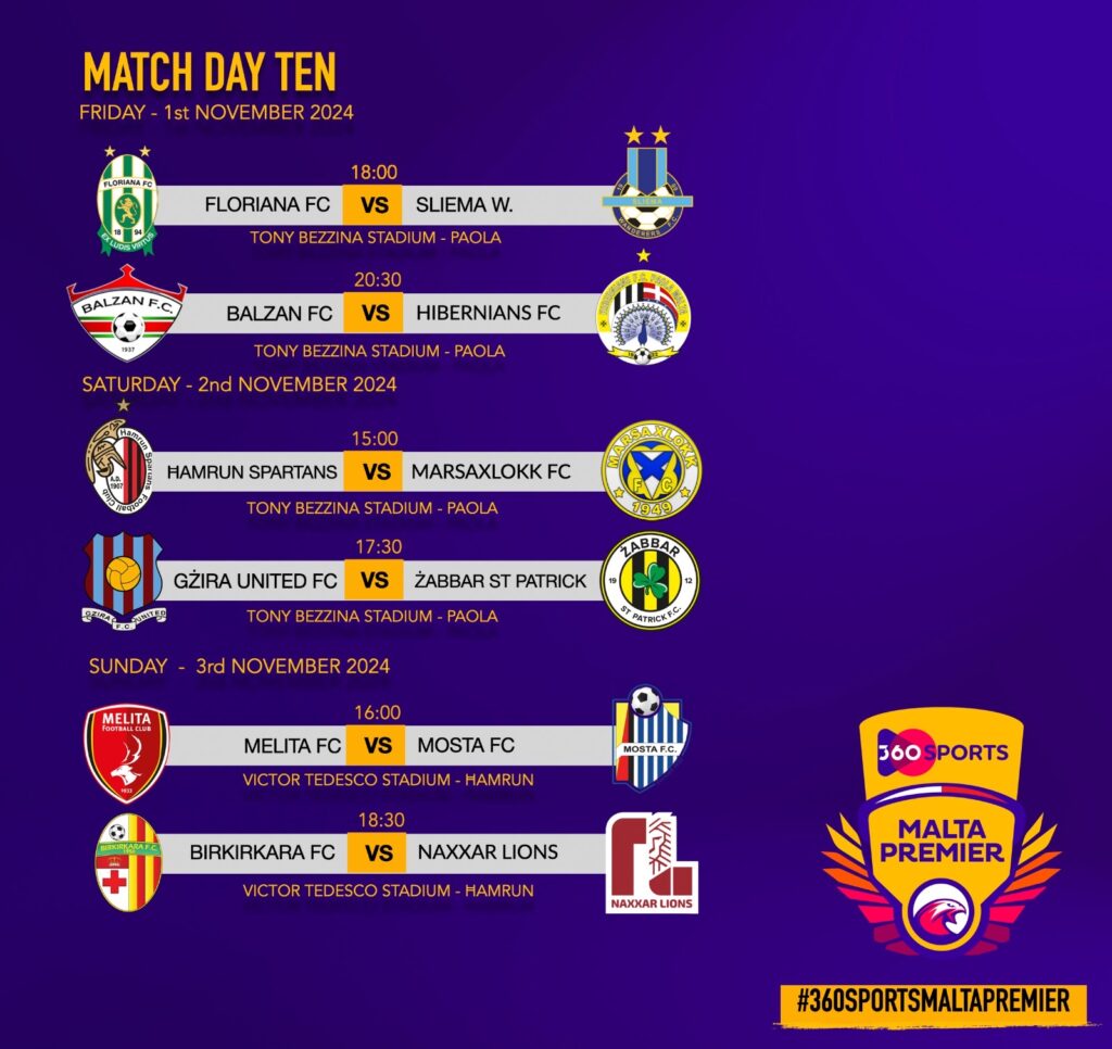 360Sports Malta Premier Fixture List Till November International Break Published | Maltasport.mt