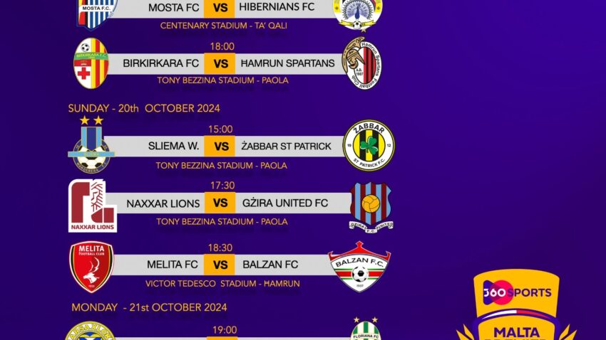 360Sports Malta Premier fixture list till November international break published