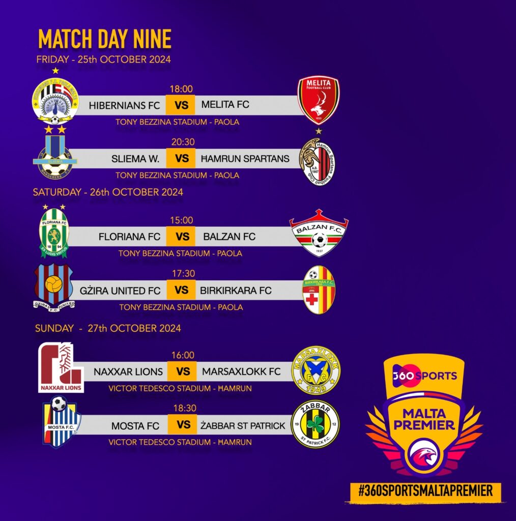360Sports Malta Premier Fixture List Till November International Break Published | Maltasport.mt
