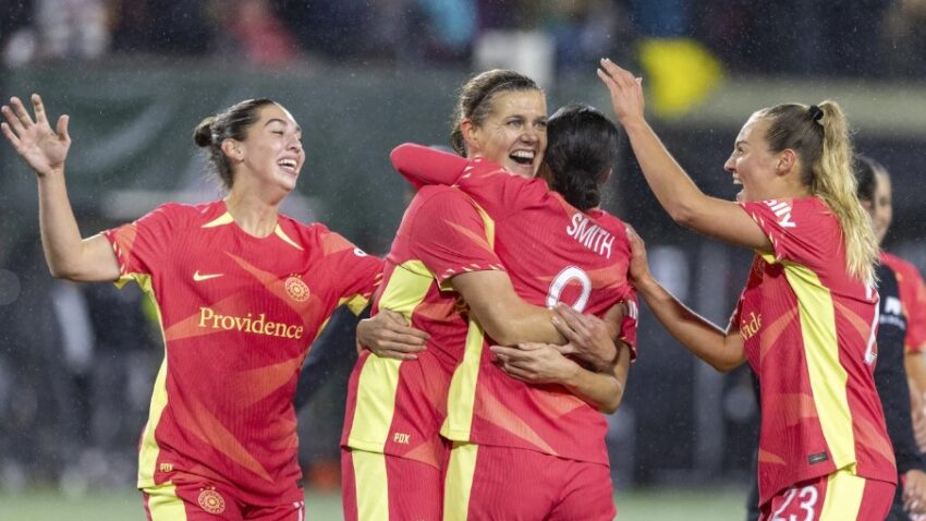 Christine Sinclair scores in her celebratory retirement match