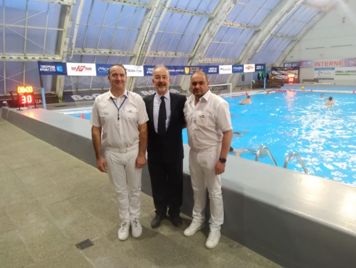 Alex De Raffaele officiates international Water Polo match in Slovakia