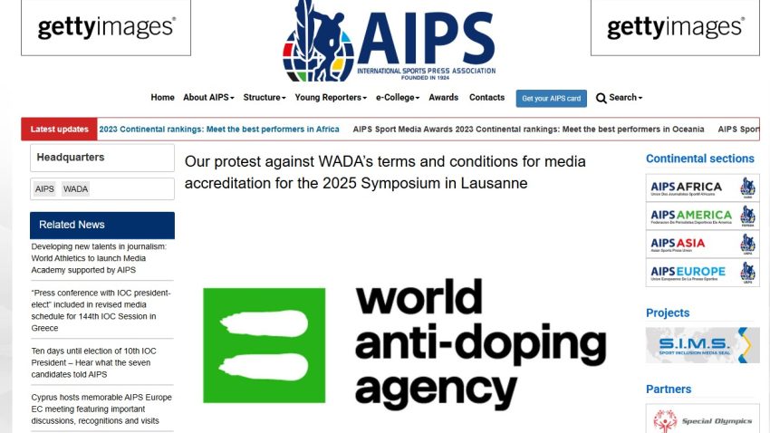 AIPS expresses disappointment at stringent terms and conditions imposed on media for WADA Annual Symposium