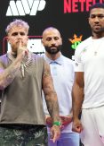Watch: Jake Paul and Anthony Joshua stare at each other as they face off