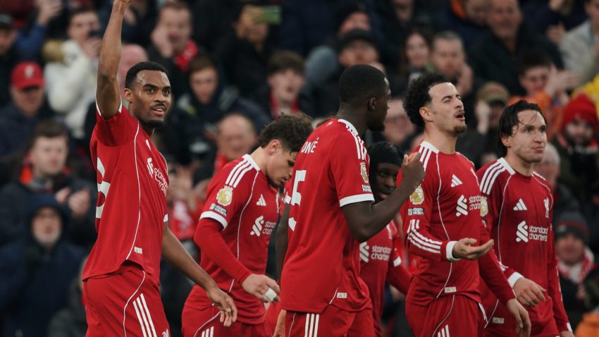 Liverpool celebrate win after emotional Jota tribute