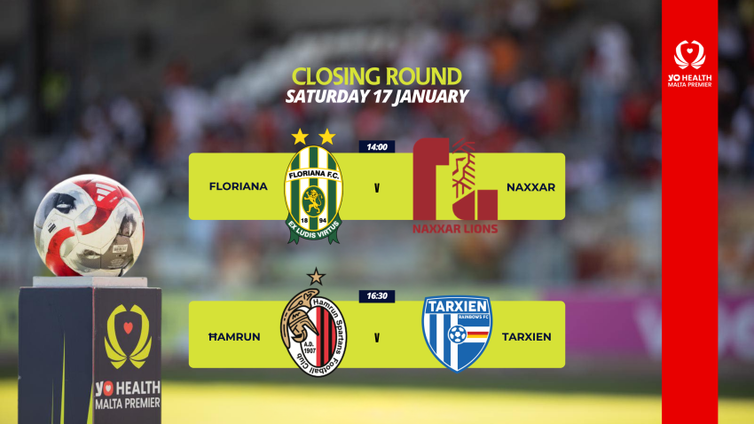 Floriana face Naxxar and Ħamrun take on Tarxien in Closing Round fixtures