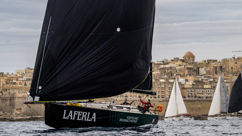 Ton Ton Laferla leads the fleet in RMYC Double Handed Round Comino Race