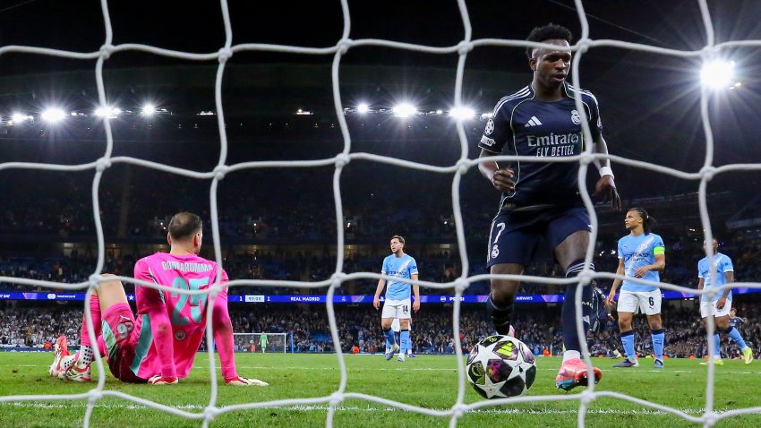Silva sent off as Vinicius inspires Real Madrid past Manchester City